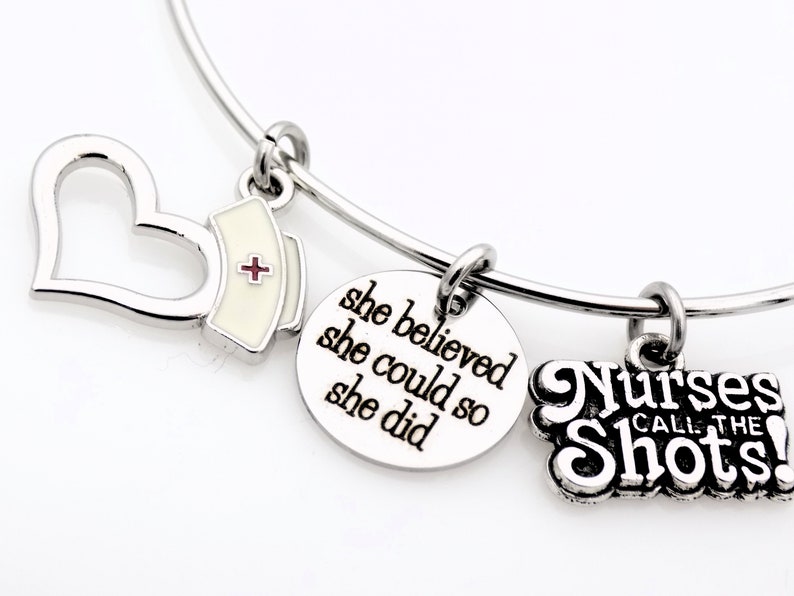 Nurse Gift, Nursing jewelry, Laser engraved adjustable Bangle Bracelet image 5