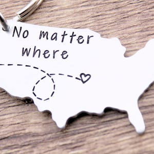 No matter Where Long distance USA Map keychain