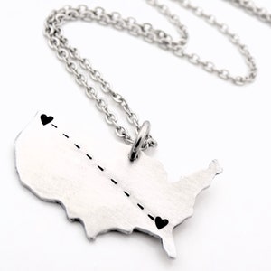 Long distance gift for Girlfriend or Boyfriend Custom with your 2 states of choice - LDR Necklace