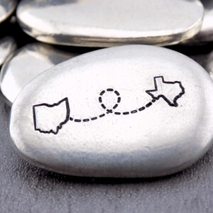 Long distance Pocket Stone, Pewter Pebble - Choose from 50 States,  Long distance love, long distance gift, ldr ring, Boyfriend gift for him