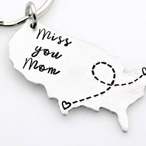 USA Map keychain Long distance Mother College going away gift Miss you Mom Custom with your states Mother's Day gift from daughter or son image 3