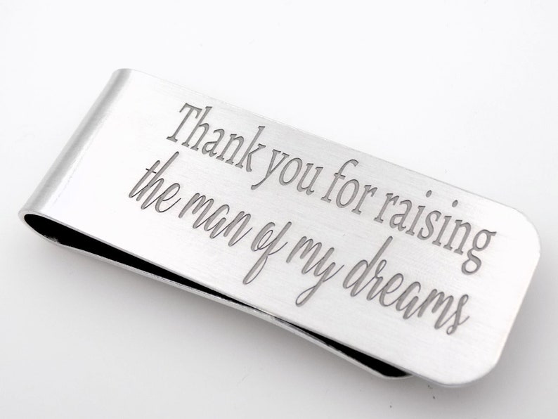 Personalized Money Clip, Wedding gift for Dad, Father of the Groom, Comes with gift box Custom with Names Personalized laser marked alum image 1