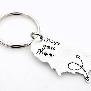 USA Map keychain Long distance Mother College going away gift Miss you Mom Custom with your states Mother's Day gift from daughter or son image 5