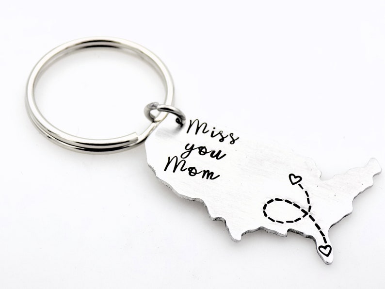USA Map keychain Long distance Mother College going away gift Miss you Mom Custom with your states Mother's Day gift from daughter or son image 5