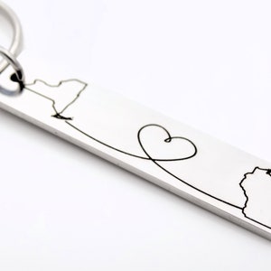 Long Distance Gift made with any 2 States or Countries Customize this adorable keychain image 1