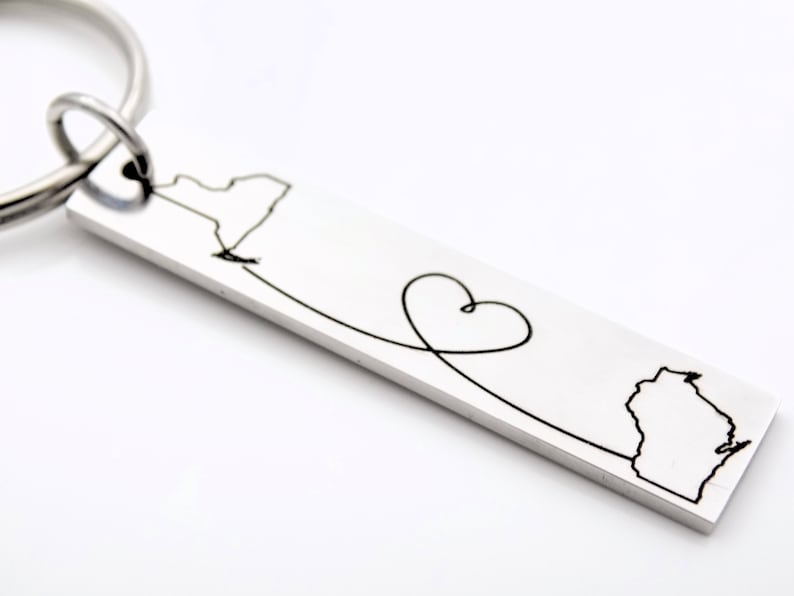 Long Distance Gift made with any 2 States or Countries Customize this adorable keychain image 1