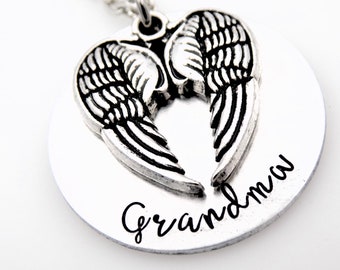 Memorial Necklace, Personalized with wording of your choice - Angel Wing Necklace