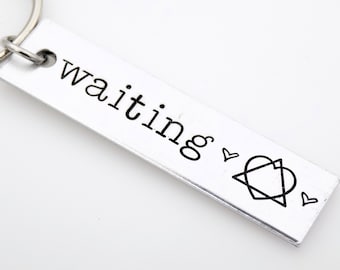 Adoptive parents Gift, Waiting handstamped aluminum keychain