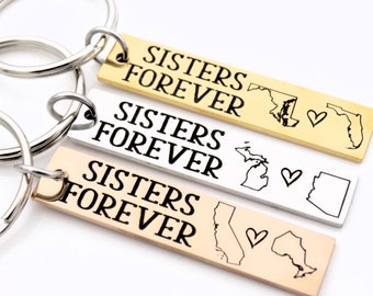 Sisters forever, Customize with ANY two Countries, Provinces or States - Silver, gold, or rose gold
