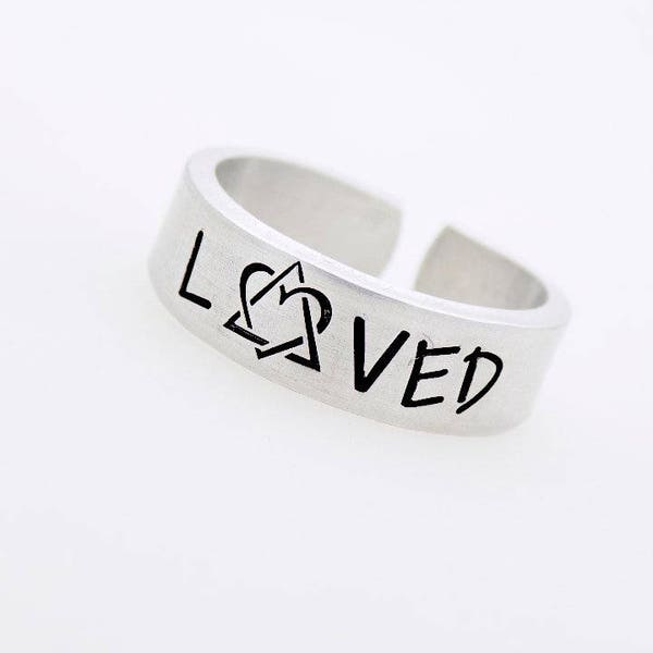 Adoption Love adjustable handstamped aluminum ring