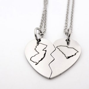 Best Friends Custom long distance friendship State Necklaces USA ldrship best friends bff gift for friend sisters brothers siblings image 3