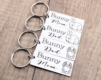 Bunny Mom or Dad Keychain, Gift for Rabbit Parents owners