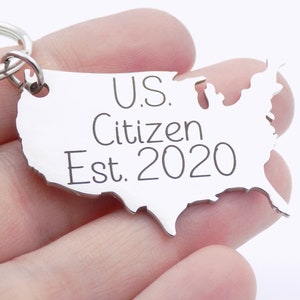 Custom US Citizen Gift, Choose your year on this laser engraved USA map keychain. image 8