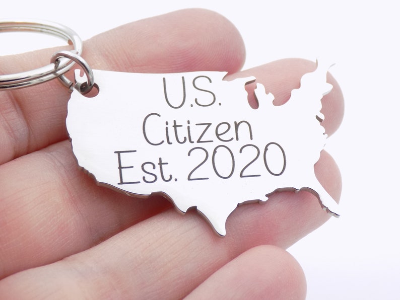 Custom US Citizen Gift, Choose your year on this laser engraved USA map keychain. image 8