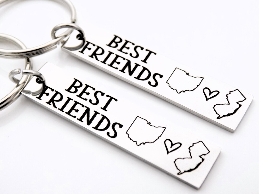 Best Friends Keychain Custom State Gift Etsy