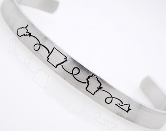 Adjustable US State bangle bracelet