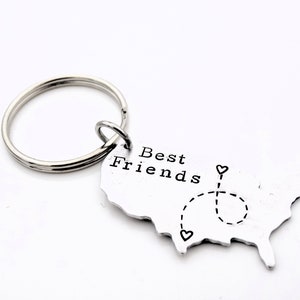 Long distance Best Friends USA Map Gift keychain image 8