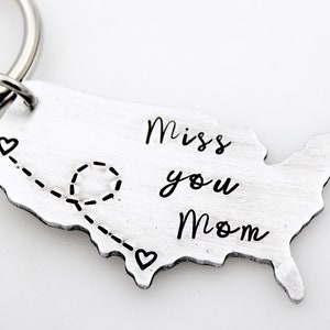 USA Map keychain Long distance Mother College going away gift Miss you Mom Custom with your states Mother's Day gift from daughter or son image 4
