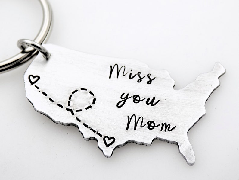 USA Map keychain Long distance Mother College going away gift Miss you Mom Custom with your states Mother's Day gift from daughter or son image 4