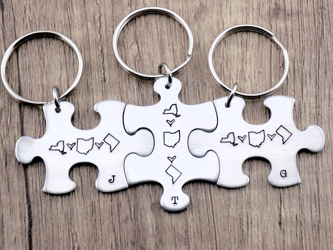 Interlocking Puzzle Piece Keychains: Personalized Location Initials ...