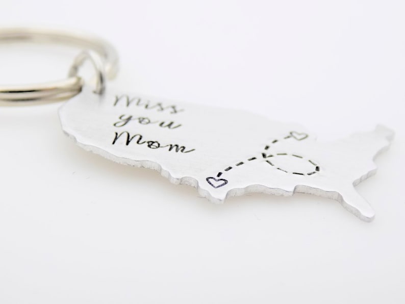 USA Map keychain Long distance Mother College going away gift Miss you Mom Custom with your states Mother's Day gift from daughter or son image 9