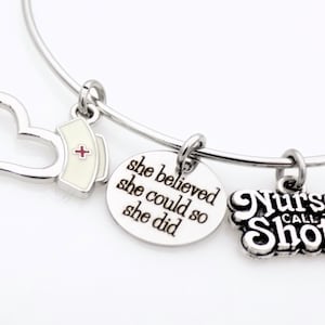 Nurse Gift, Nursing jewelry, Laser engraved adjustable Bangle Bracelet image 3