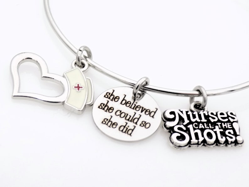 Nurse Gift, Nursing jewelry, Laser engraved adjustable Bangle Bracelet image 3