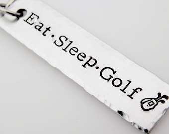 Golfer Gift, Stamped metal Keychain, Golf themed, Gift for golf lover, Father's day sports, Hole in one, Golf bag, Golf club, gift for him
