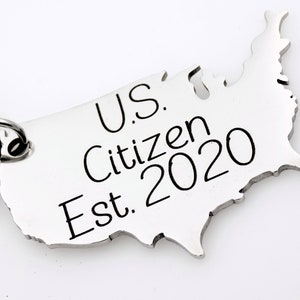 Custom US Citizen Gift, Choose your year on this laser engraved USA map keychain. image 9