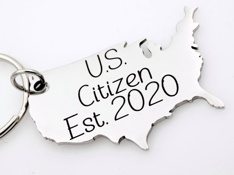 Custom US Citizen Gift, Choose your year on this laser engraved USA map keychain. image 9