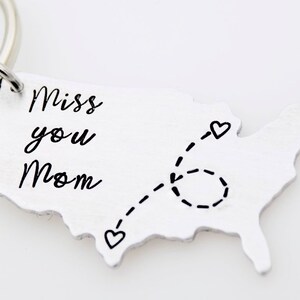 USA Map keychain Long distance Mother College going away gift Miss you Mom Custom with your states Mother's Day gift from daughter or son image 6