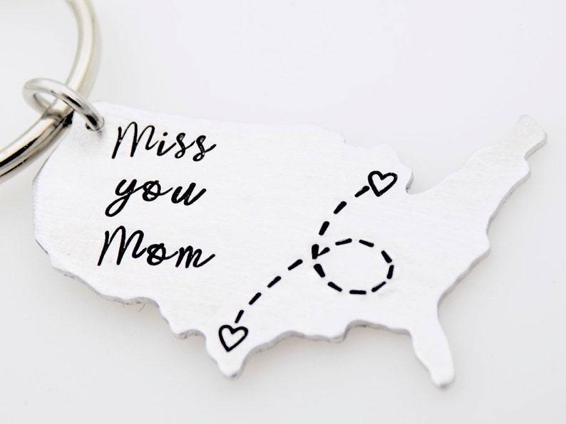 USA Map keychain Long distance Mother College going away gift Miss you Mom Custom with your states Mother's Day gift from daughter or son image 6