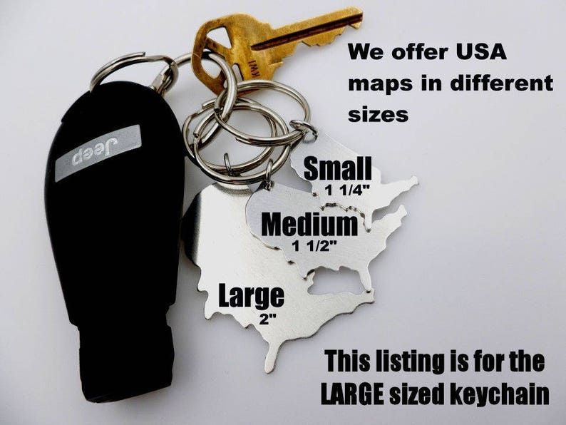 Long distance gift for girlfriend boyfriend couples anniversary going away gift for her or for him state usa keychain with custom tag gift image 10