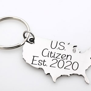 Custom US Citizen Gift, Choose your year on this laser engraved USA map keychain. image 6