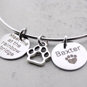 Rainbow Bridge Pet Loss Memorial bangle Laser Engraved