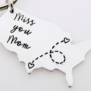 USA Map keychain Long distance Mother College going away gift Miss you Mom Custom with your states Mother's Day gift from daughter or son image 2