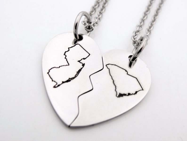 Best Friends Custom long distance friendship State Necklaces USA ldrship best friends bff gift for friend sisters brothers siblings image 5