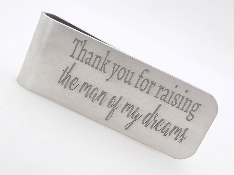 Personalized Money Clip, Wedding gift for Dad, Father of the Groom, Comes with gift box Custom with Names Personalized laser marked alum image 2