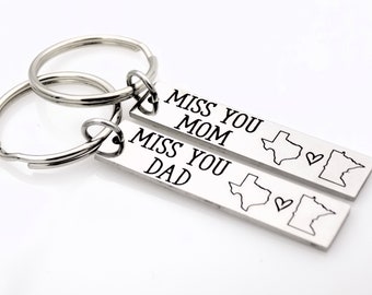 Gift Set for Mom and Dad - Long distance Family Keychains