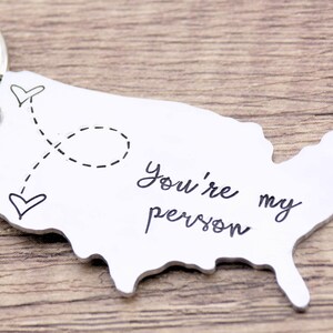 Long distance gift, USA map keychain, State keychain