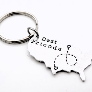 Long distance Best Friends USA Map Gift keychain image 4