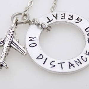 Long Distance Relationship Necklace ldrship LDR Long Distance Love going away gift no distance too great for love handstamped jewelry