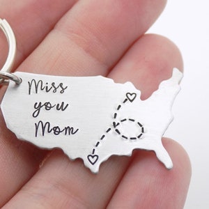 USA Map keychain Long distance Mother College going away gift Miss you Mom Custom with your states Mother's Day gift from daughter or son image 7