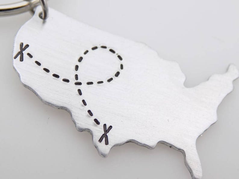USA map keychain State key chain long distance Friends image 8