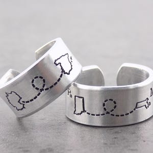 Choose your State, Handstamped adjustable ring - Initials or no Initials