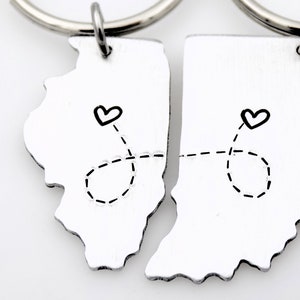 Choose your State or Country Custom Long Distance Keychain Set