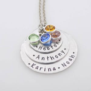 Personalized Hand stamped mothers or grandmother stack with birthstones custom with names gift for mom grandma grandmother nanny image 7