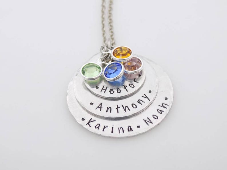 Personalized Hand stamped mothers or grandmother stack with birthstones custom with names gift for mom grandma grandmother nanny image 7