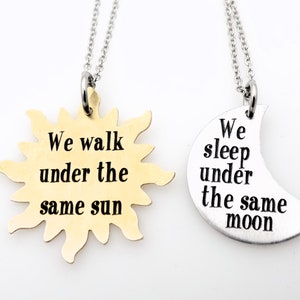 Long Distance Set of 2 Necklaces Celestial Sun and Moon Themed makes a great gift for couples, best friends, Girlfriend or Boyfriend image 10