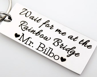 Rainbow Bridge Pet Loss Memorial Keychain Laser Engraved